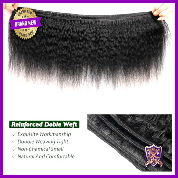 Kinky Straight Human Hair Extensions 3 Bundles 18-22 Inch Brazilian Virgin Remy